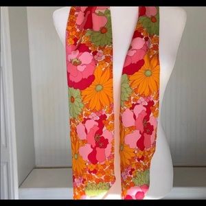 New Talbots 100% Silk Scarf Orange Pink